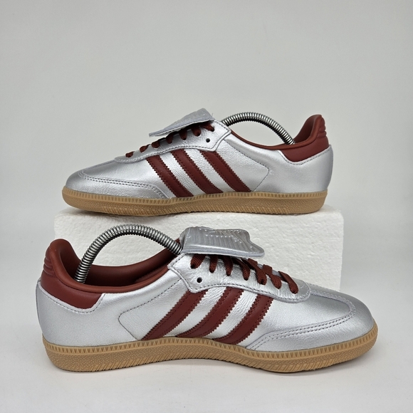 New Adidas Samba LT Women's Silver Metallic Ruby Sneakers Size 7.5 - Picture 6 of 8